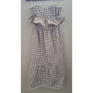 NWT Lush Gingham Bandeau Midi Dress with Tie Back, Size M